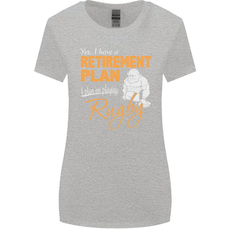 Retirement Plan Playing Rugby Player Funny Womens Wider Cut T-Shirt Sports Grey