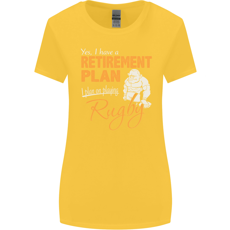 Retirement Plan Playing Rugby Player Funny Womens Wider Cut T-Shirt Yellow