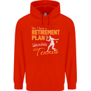 Retirement Plan Playing Tennis Player Funny Mens 80% Cotton Hoodie Bright Red
