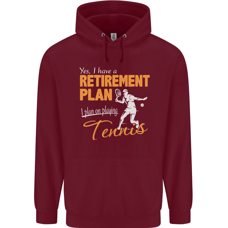 Retirement Plan Playing Tennis Player Funny Mens 80% Cotton Hoodie Maroon