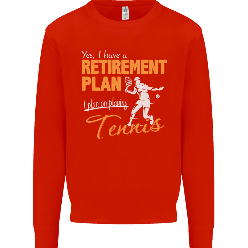 Retirement Plan Playing Tennis Player Funny Mens Sweatshirt Jumper Bright Red
