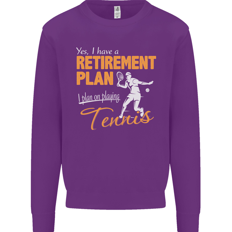 Retirement Plan Playing Tennis Player Funny Mens Sweatshirt Jumper Purple