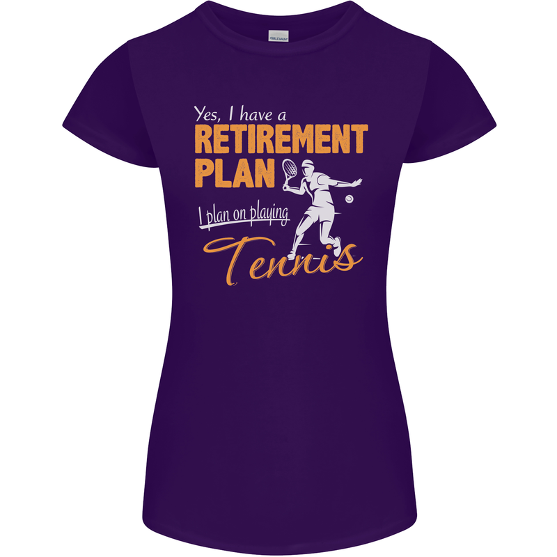 Retirement Plan Playing Tennis Player Funny Womens Petite Cut T-Shirt Purple