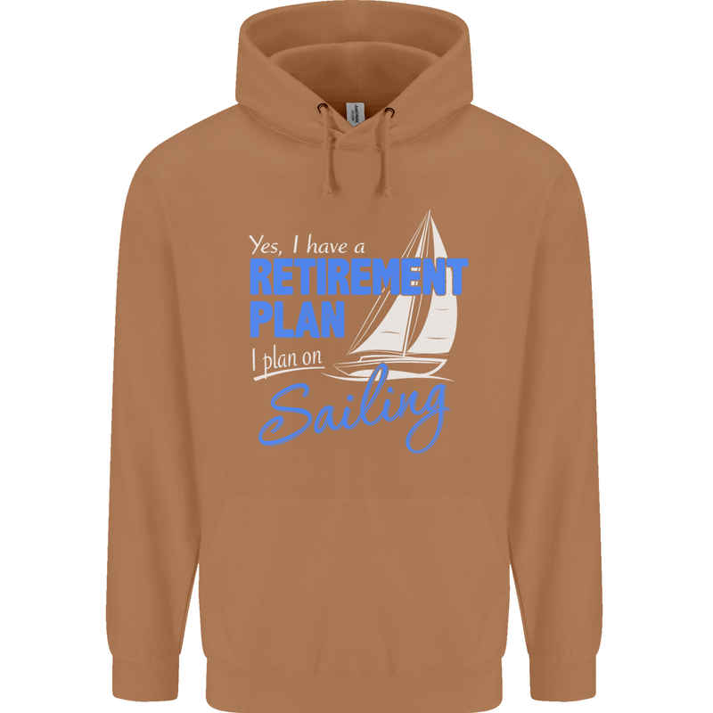 Retirement Plan Sailing Sailor Boat Funny Mens 80% Cotton Hoodie Caramel Latte