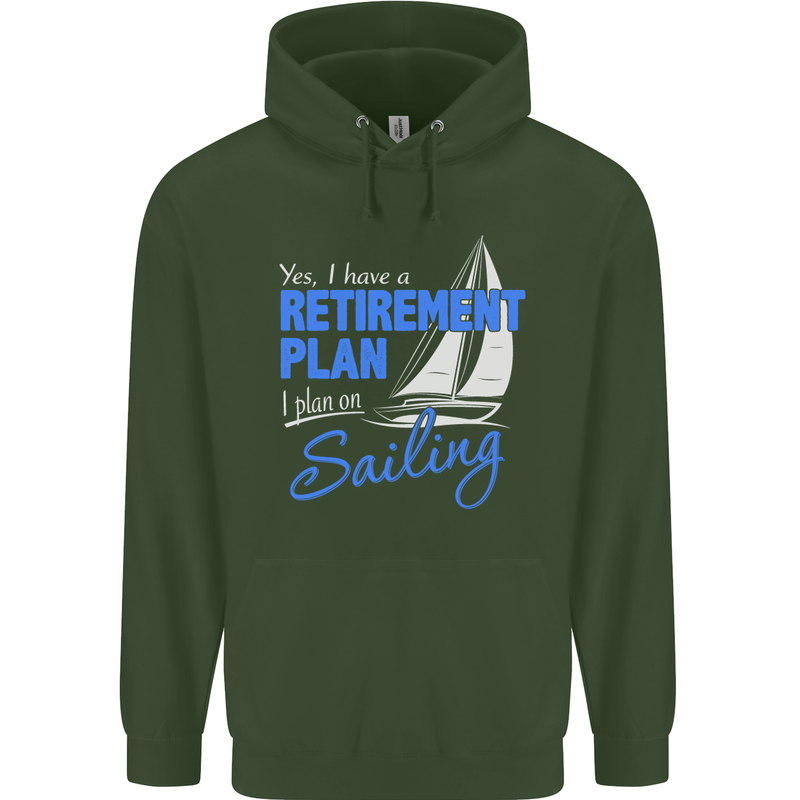 Retirement Plan Sailing Sailor Boat Funny Mens 80% Cotton Hoodie Forest Green