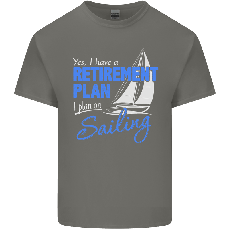 Retirement Plan Sailing Sailor Boat Funny Mens Cotton T-Shirt Tee Top Charcoal