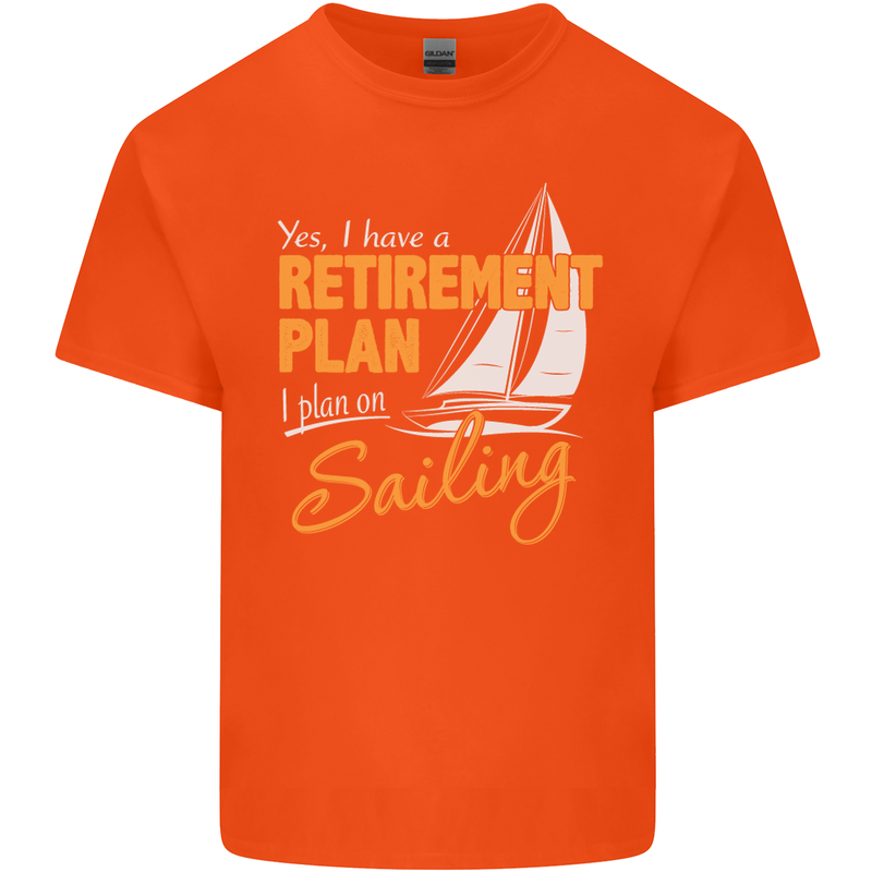 Retirement Plan Sailing Sailor Boat Funny Mens Cotton T-Shirt Tee Top Orange