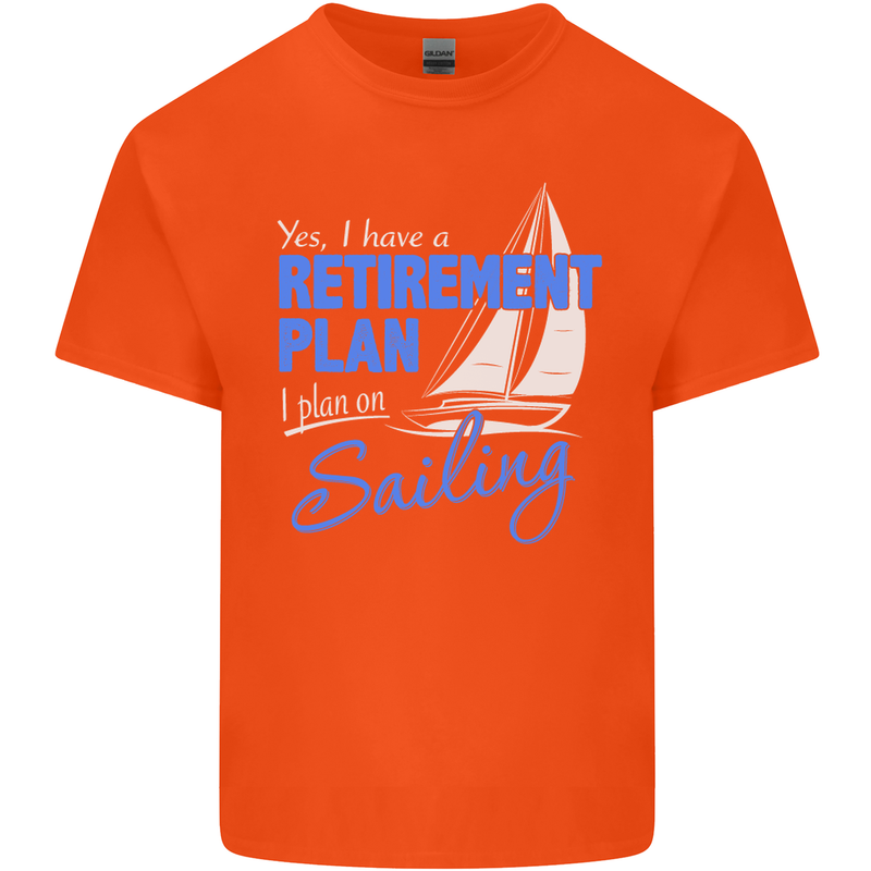 Retirement Plan Sailing Sailor Boat Funny Mens Cotton T-Shirt Tee Top Orange