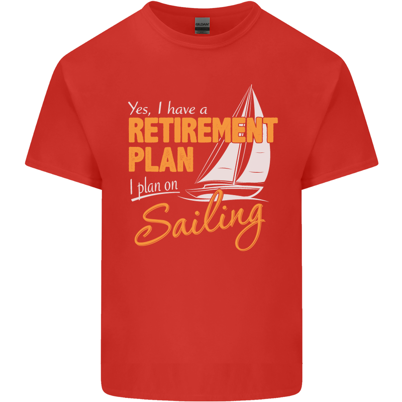 Retirement Plan Sailing Sailor Boat Funny Mens Cotton T-Shirt Tee Top Red
