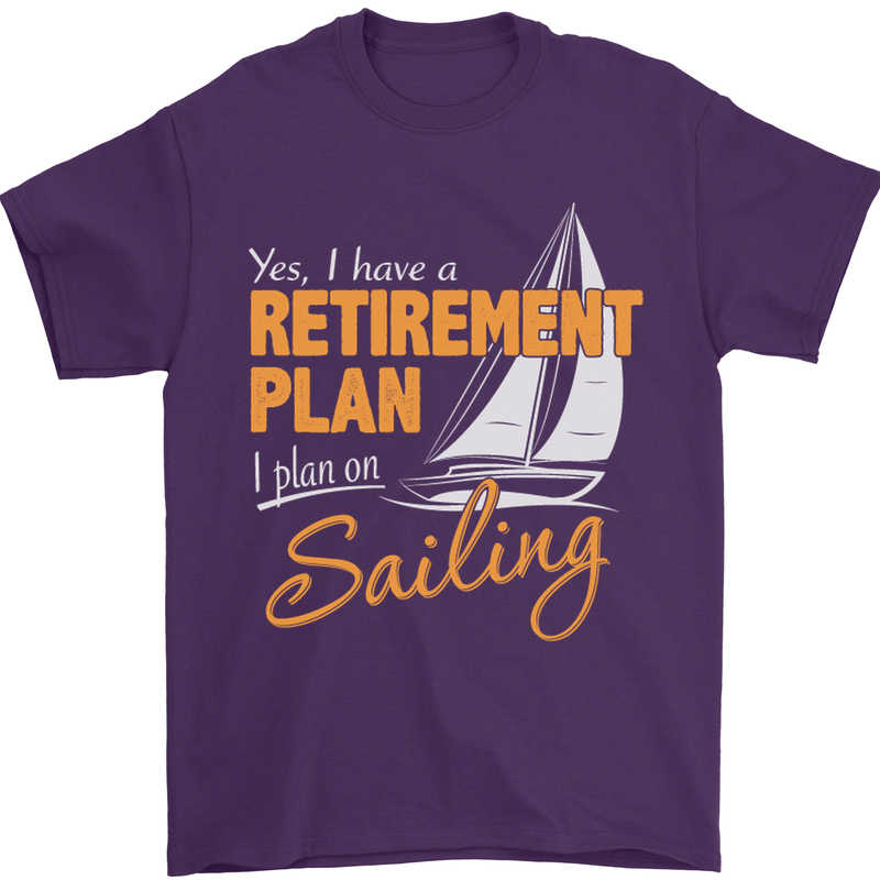 Retirement Plan Sailing Sailor Boat Funny Mens T-Shirt Cotton Gildan Purple