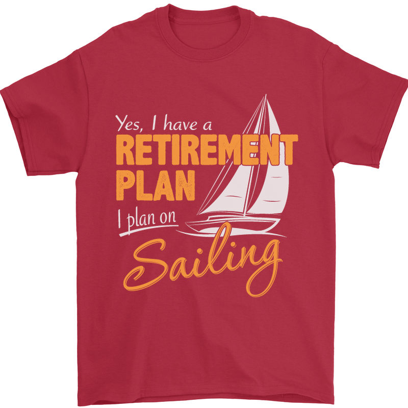 Retirement Plan Sailing Sailor Boat Funny Mens T-Shirt Cotton Gildan Red