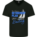 Retirement Plan Sailing Sailor Boat Funny Mens V-Neck Cotton T-Shirt Black