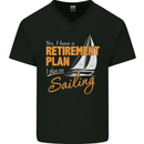 Retirement Plan Sailing Sailor Boat Funny Mens V-Neck Cotton T-Shirt Black