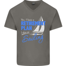 Retirement Plan Sailing Sailor Boat Funny Mens V-Neck Cotton T-Shirt Charcoal