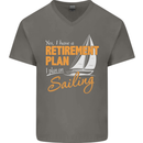 Retirement Plan Sailing Sailor Boat Funny Mens V-Neck Cotton T-Shirt Charcoal