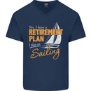Retirement Plan Sailing Sailor Boat Funny Mens V-Neck Cotton T-Shirt Navy Blue