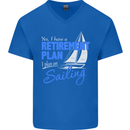 Retirement Plan Sailing Sailor Boat Funny Mens V-Neck Cotton T-Shirt Royal Blue