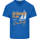 Retirement Plan Sailing Sailor Boat Funny Mens V-Neck Cotton T-Shirt Royal Blue