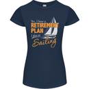 Retirement Plan Sailing Sailor Boat Funny Womens Petite Cut T-Shirt Navy Blue