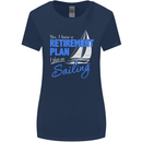 Retirement Plan Sailing Sailor Boat Funny Womens Wider Cut T-Shirt Navy Blue