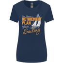 Retirement Plan Sailing Sailor Boat Funny Womens Wider Cut T-Shirt Navy Blue