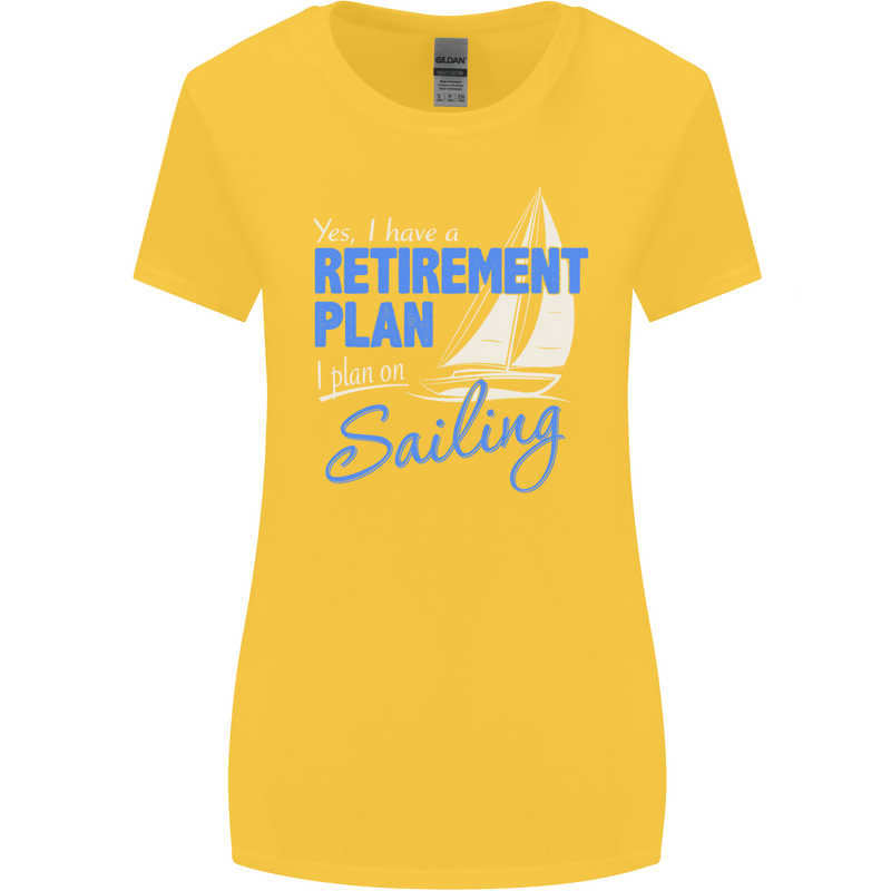 Retirement Plan Sailing Sailor Boat Funny Womens Wider Cut T-Shirt Yellow
