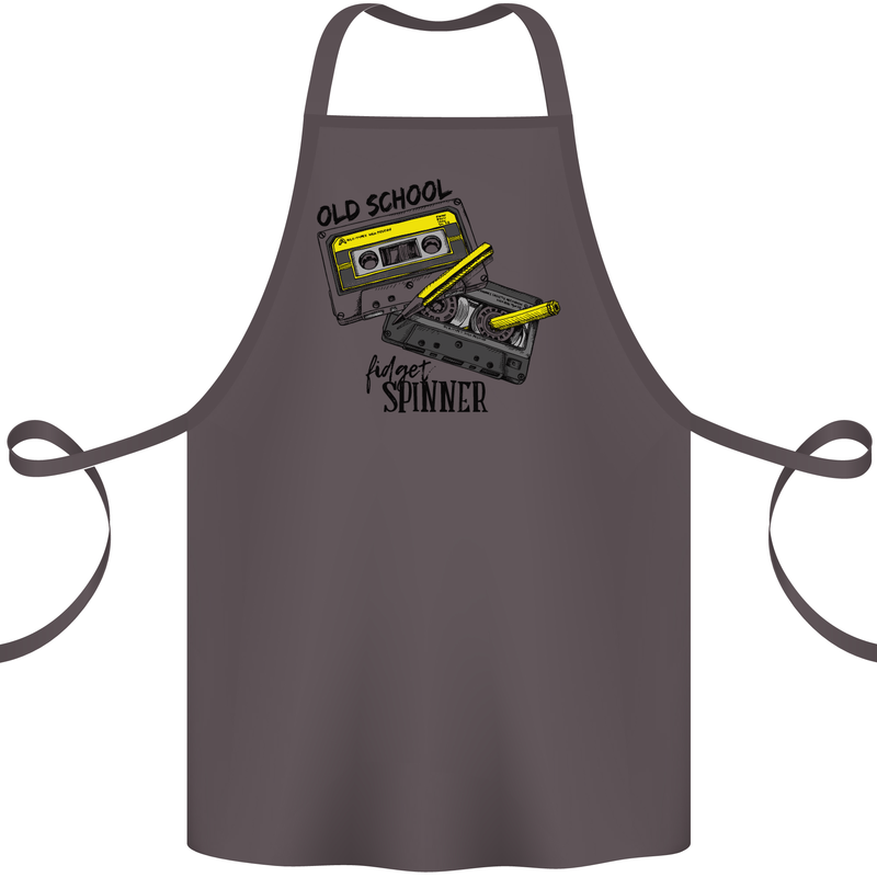Retro 80s Music Cassette Old School Spinner Cotton Apron 100% Organic Dark Grey