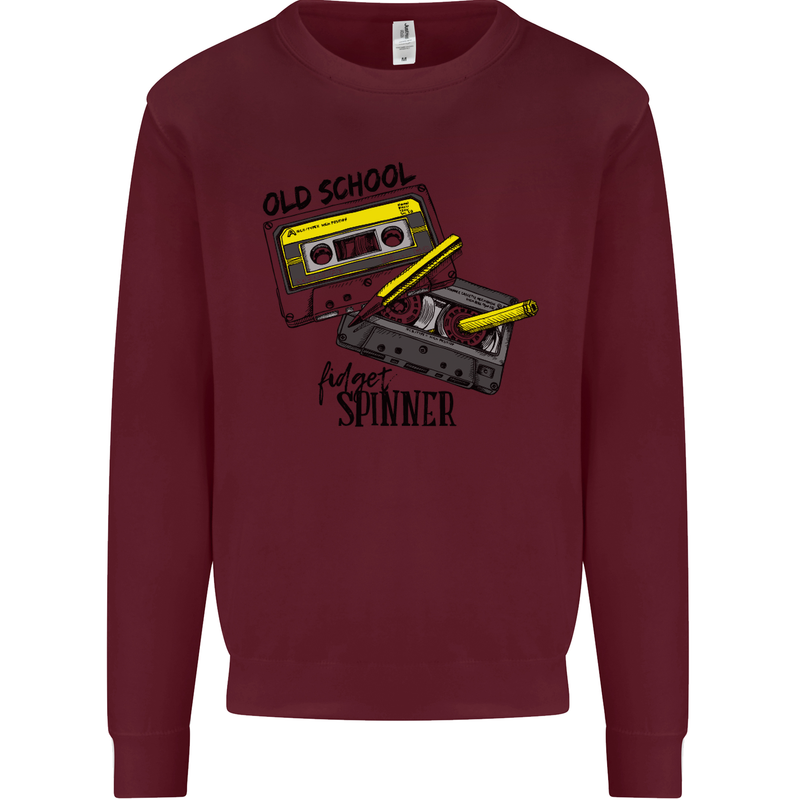 Retro 80s Music Cassette Old School Spinner Kids Sweatshirt Jumper Maroon