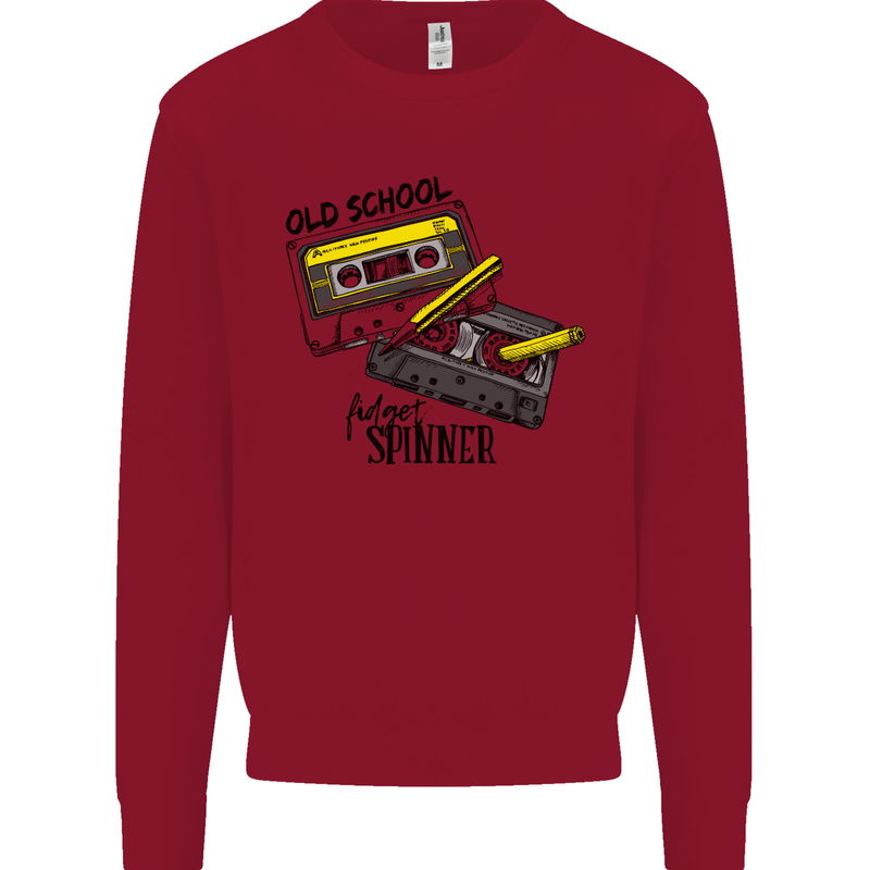 Retro 80s Music Cassette Old School Spinner Kids Sweatshirt Jumper Red