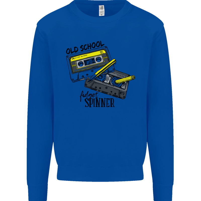 Retro 80s Music Cassette Old School Spinner Kids Sweatshirt Jumper Royal Blue