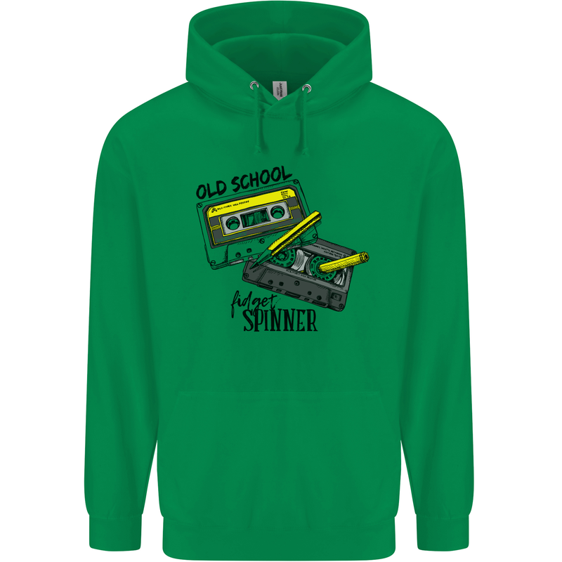 Retro 80s Music Cassette Old School Spinner Mens 80% Cotton Hoodie Irish Green