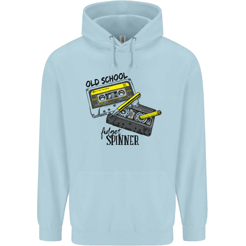 Retro 80s Music Cassette Old School Spinner Mens 80% Cotton Hoodie Light Blue