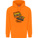 Retro 80s Music Cassette Old School Spinner Mens 80% Cotton Hoodie Orange