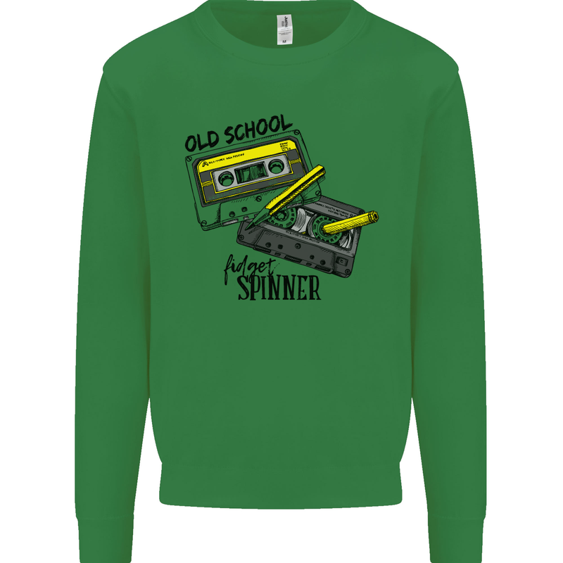 Retro 80s Music Cassette Old School Spinner Mens Sweatshirt Jumper Irish Green