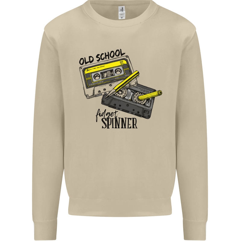 Retro 80s Music Cassette Old School Spinner Mens Sweatshirt Jumper Sand
