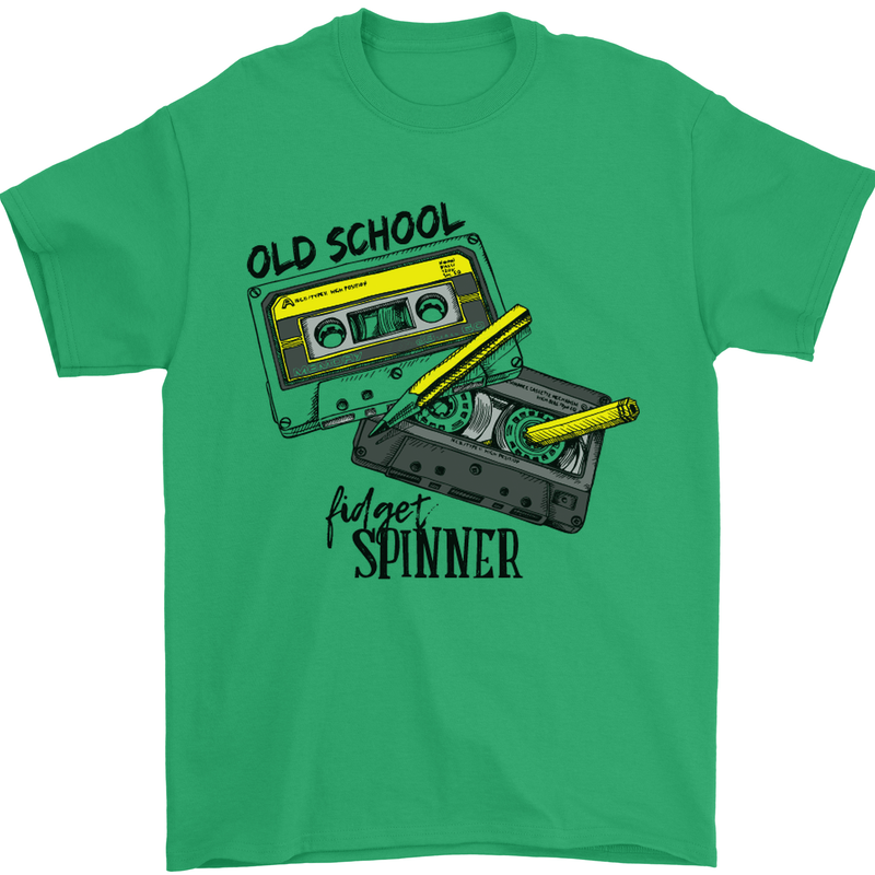 Retro 80s Music Cassette Old School Spinner Mens T-Shirt Cotton Gildan Irish Green