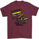 Retro 80s Music Cassette Old School Spinner Mens T-Shirt Cotton Gildan Maroon