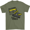 Retro 80s Music Cassette Old School Spinner Mens T-Shirt Cotton Gildan Military Green