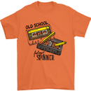 Retro 80s Music Cassette Old School Spinner Mens T-Shirt Cotton Gildan Orange