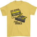 Retro 80s Music Cassette Old School Spinner Mens T-Shirt Cotton Gildan Yellow