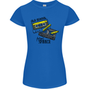 Retro 80s Music Cassette Old School Spinner Womens Petite Cut T-Shirt Royal Blue