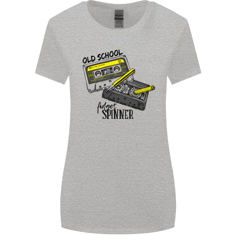 Retro 80s Music Cassette Old School Spinner Womens Wider Cut T-Shirt Sports Grey