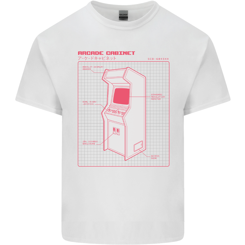 Retro Arcade Game Cabinet Gaming Gamer Kids T-Shirt Childrens White