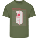 Retro Arcade Game Cabinet Gaming Gamer Mens Cotton T-Shirt Tee Top Military Green