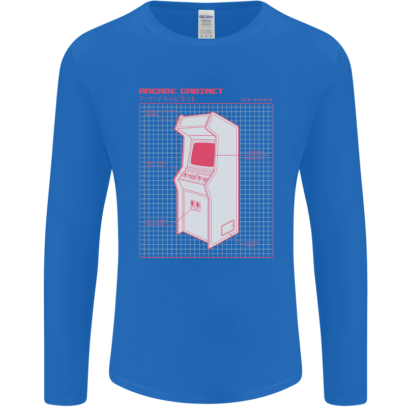 Retro Arcade Game Cabinet Gaming Gamer Mens Long Sleeve T-Shirt Royal Blue