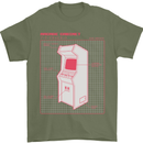 Retro Arcade Game Cabinet Gaming Gamer Mens T-Shirt Cotton Gildan Military Green