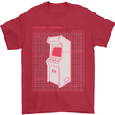 Retro Arcade Game Cabinet Gaming Gamer Mens T-Shirt Cotton Gildan Red