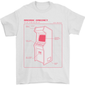 Retro Arcade Game Cabinet Gaming Gamer Mens T-Shirt Cotton Gildan White