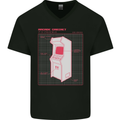 Retro Arcade Game Cabinet Gaming Gamer Mens V-Neck Cotton T-Shirt Black