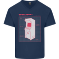 Retro Arcade Game Cabinet Gaming Gamer Mens V-Neck Cotton T-Shirt Navy Blue